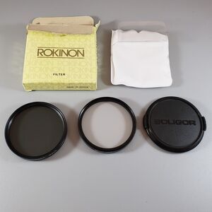 Rokinon/Soligor 62mm Lot - Haze Filter, Circular Polarizer, Lens Cap - Clean